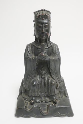 CHINESE METAL CLAD FIGURE SEATED