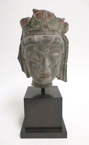 GREYSTONE HEAD OF A BODHISATTVA9  3733c6