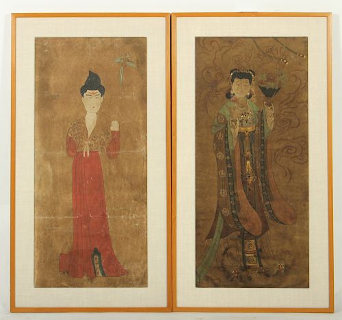 TWO PAINTINGS OF TIBETAN WOMAN  3733d0