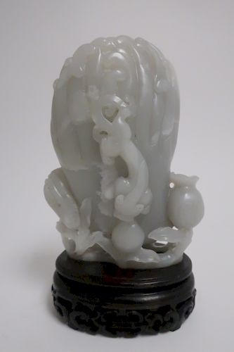 WHITE JADE BUDDHA HAND WITH STANDHand;