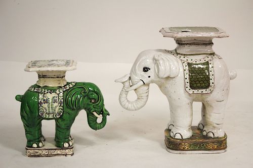 2 CHINESE GLAZED POTTERY ELEPHANT