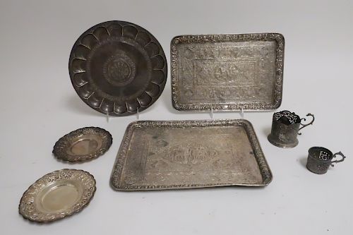 ISLAMIC METAL SILVER TRAYS DISHES 373407