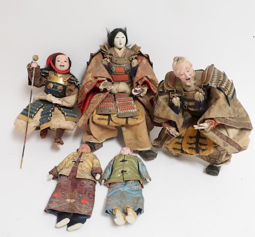 5 ASIAN DOLLS JAPANESE SAMURAI 3733ff