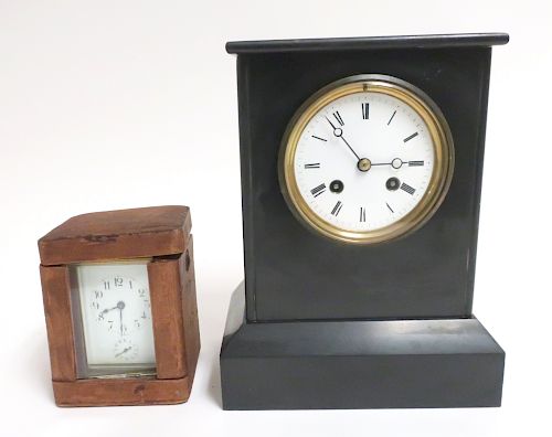 TWO CLOCKSFrench brass carriage
