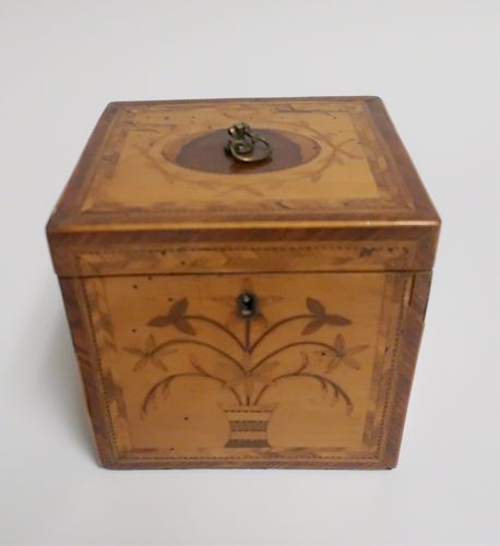 GEORGIAN INLAID SATINWOOD TEA CADDY  373456