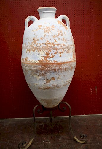 MASSIVE AMPHORA ON SCROLLED IRON 37347a