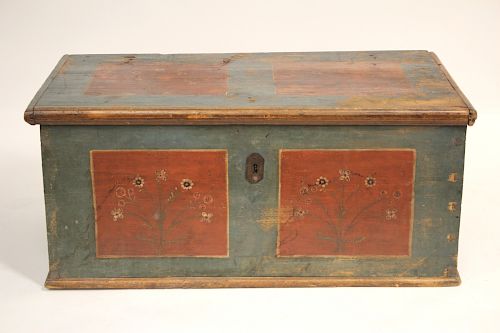 19TH C. GERMAN SHORT PAINTED STORAGE