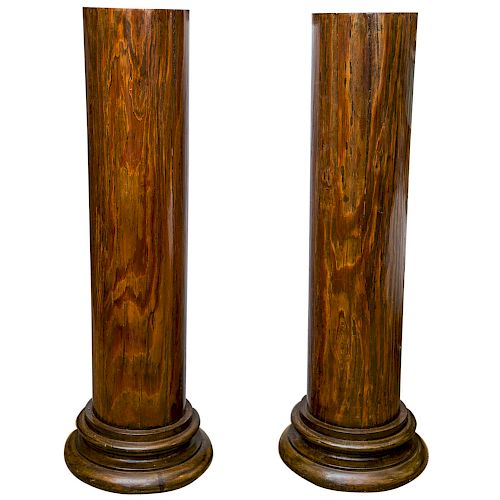 PAIR OF LARGE SOLID OAK FOOTED 3734b8