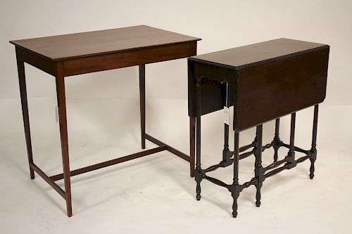 2 WOOD TABLES, 19-20TH C., ENGLISH