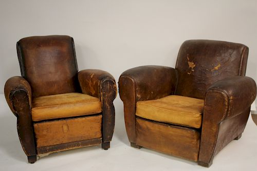 TWO FRENCH ART DECO LEATHER CLUB 3734e9