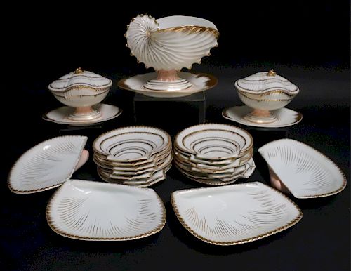 ANTIQUE WEDGWOOD PEARLWARE SET Scallop clam 37350f