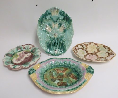 GROUP OF 4 MAJOLICA PLATTERS/SERVING