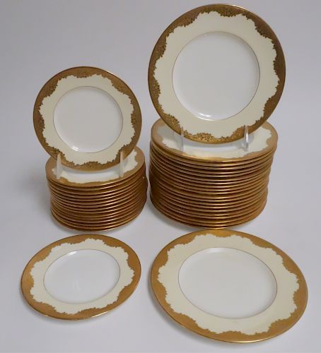 MINTON PORCELAIN GOLD RIMMED PLATESLeaf