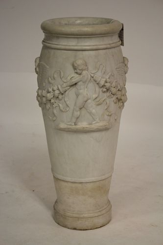 ITALIAN FINELY CARVED MARBLE UMBRELLA