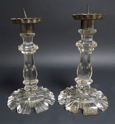 PAIR OF LARGE CUT GLASS PRICKET 373560