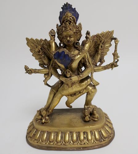 SINO TIBETAN GILT BRONZE GROUPDiety