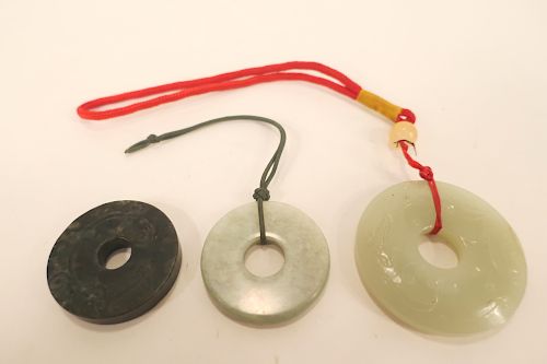 3 CHINESE JADE DISCS2 celadon and 3735d8