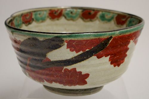 JAPANESE KENZAN POTTERY BOWL, SIGNEDLarge