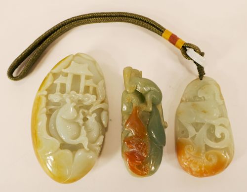 3 CHINESE JADE CARVINGSComprising: