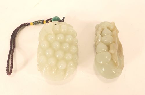 2 CHINESE WHITE/CELADON JADE CARVINGS.One