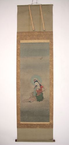 ASIAN SCROLL OF GODDESS OF MERCYWatercolor