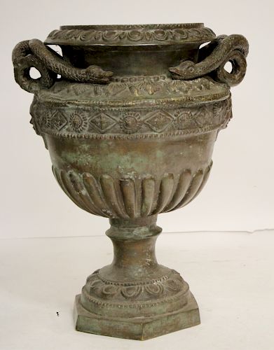 HUGE BRONZE URN MEDUSA AND SERPENTS