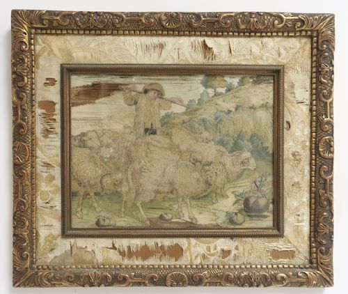 18TH C FRENCH NEEDLEWORK SHEPHERD 373689