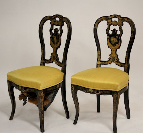 PAIR OF VICTORIAL FANCY SIDE CHAIRSBlack 3736c9