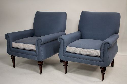 PAIR OF UPHOLSTERED EASY CHAIRS,