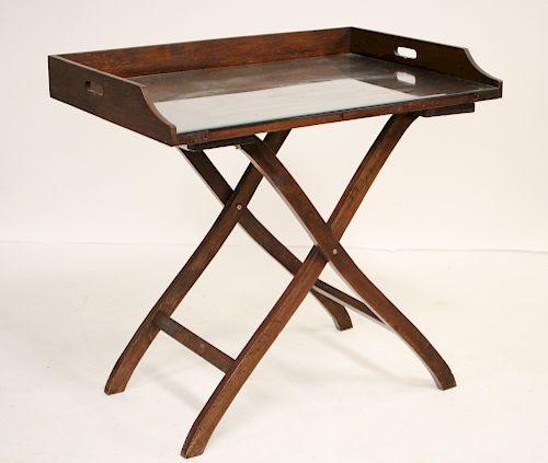 BUTLERS TRAY TABLE, RE PURPOSED OAKButlers