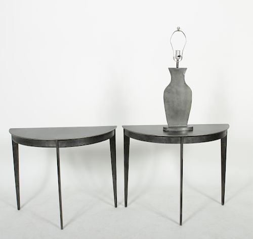 PAIR OF CONTEMPORARY STEEL D-SHAPE