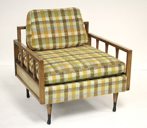 MID CENTURY MODERN WOOD AND UPHOLSTERED