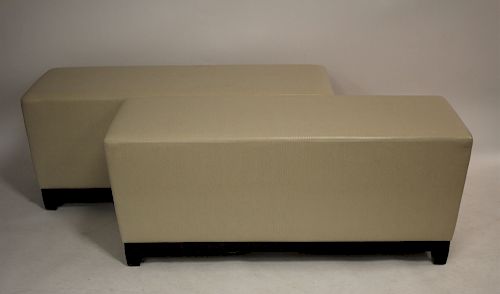 PAIR A. RUDIN UPHOLSTERED BENCHES,