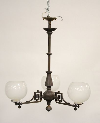 ARTS CRAFTS STYLE 3 LIGHT CHANDELIERGilt 37371e