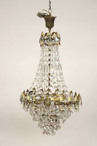 CUT GLASS & BRASS CONTEMPORARY CHANDELIERThree