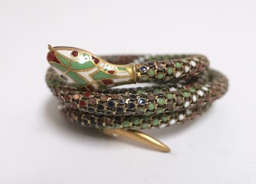 ART DECO ENAMELED SNAKE BRACELET - DRGM