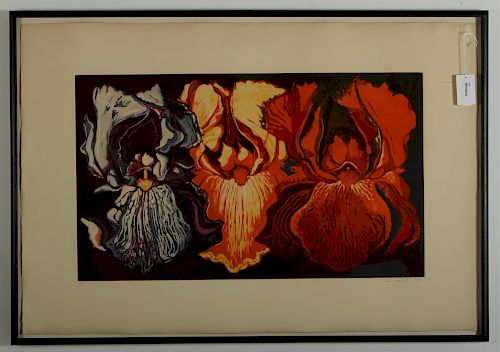 LOWELL NESBITT, THREE IRISES SILKSCREENLowell