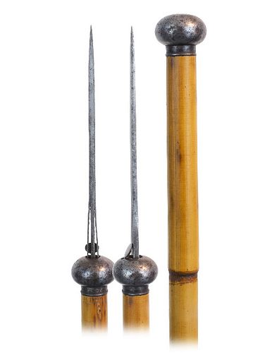 STEEL FLICK STICK CANE-Ca. 1860 -Steel