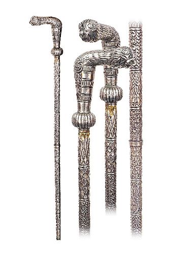 ALL SILVER PARADE CANE Ca 1930 3738a3