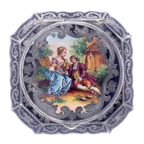 AUSTRIAN SILVER AND ENAMELED COMPACTAn 3738ec