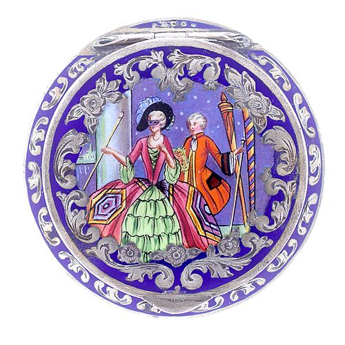 AUSTRIAN SILVER ENAMELED COMPACTAn 3738ed