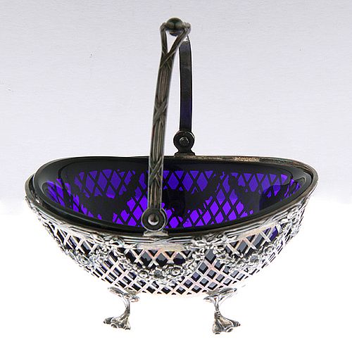 TIFFANY SILVER AND COBALT BASKETA 373907