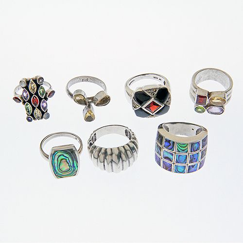 SEVEN STERLING RINGSAn assortment