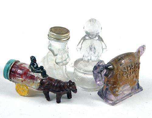 GROUP OF GLASS CANDY CONTAINERSFour