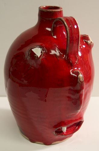 OUTSIDER ART J OWENS RED GLAZE 373b2c