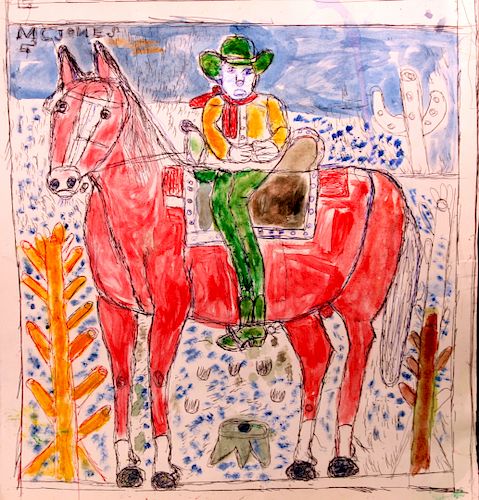 OUTSIDER ART MC JONES COWBOY 373b50