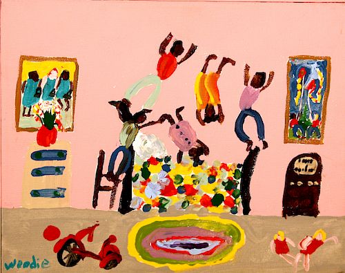 OUTSIDER ART, WOODIE LONG, JUMPING ON
