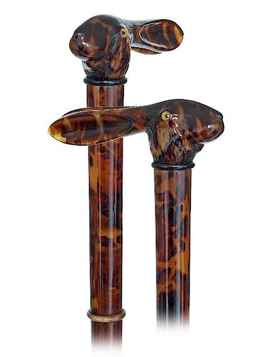 19 TORTOISESHELL RABBIT HEAD CANE 373beb