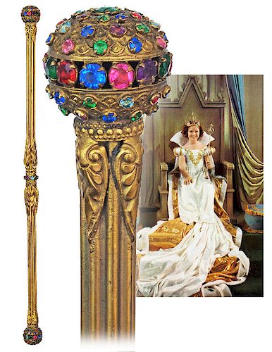 33. JEWELED GILT BRASS SCEPTER -CA.