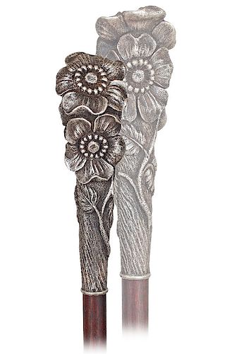 106. ART NOUVEAU SILVER DRESS CANE